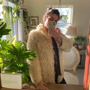 Vintage curly Mongolian lamb fur coat